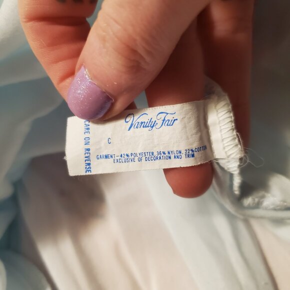 Vintage 70s Pastel Blue Babydoll Button Front Dollcore Nightgown Sleep Dress - Picture 5 of 11